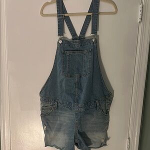 Maternity Denim Overalls Shorts